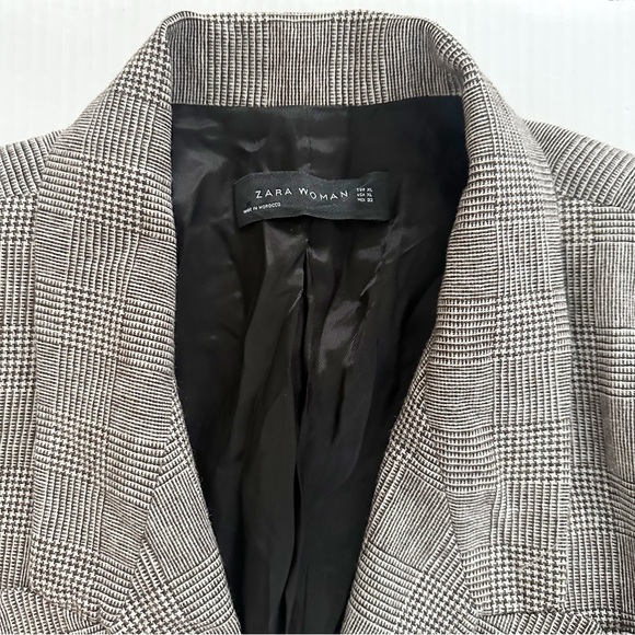 Zara Plaid Oversized Double Breasted Blazer Jacket Brown Size XL Wool Blend - Picture 6 of 10